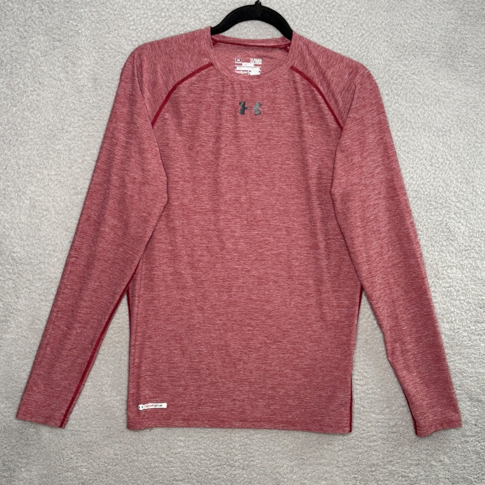 Under Armour HeatGear Compression Shirt Mens XL Red Heather Long Sleeve 968FPQ5H